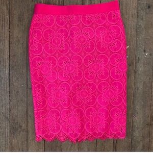 💕Trina Turk Pink Lace Pencil Skirt💕